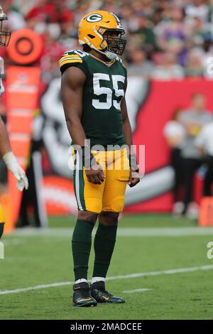 Green Bay Packers linebacker Kingsley Enagbare (55) rushes during an NFL  Preseason game against the New Orleans Saints Friday, Aug. 19, 2022, in  Green Bay, Wis. (AP Photo/Jeffrey Phelps Stock Photo - Alamy