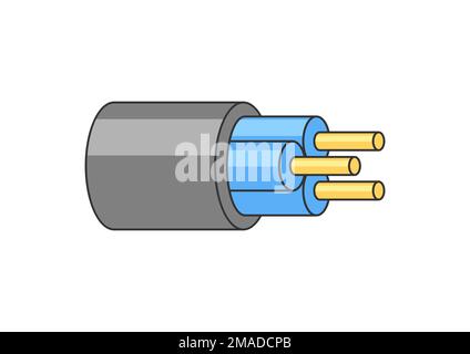 Illustration of electrical cable. Electrical lighting equipment. Industrial or business image. Icon for website and shop. Stock Vector