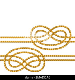 Seamless pattern with jute rope knots. Nautical, fishing and decorative nodes. Stock Vector