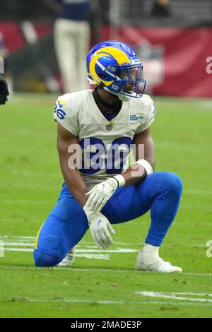 Los Angeles Rams cornerback Grant Haley (36) takes his stance during an NFL  football game against the Dallas Cowboys Sunday, Oct. 9, 2022, in  Inglewood, Calif. (AP Photo/Kyusung Gong Stock Photo - Alamy