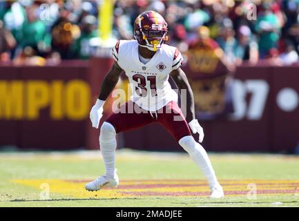 Washington Commanders safety Kamren Curl (31) runs during an NFL football  game against the Green Bay Packers, Sunday, October 23, 2022 in Landover.  (AP Photo/Daniel Kucin Jr Stock Photo - Alamy