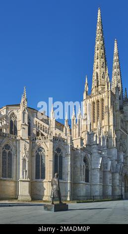 France, Bordeaux, the St Andrew's Cathedral with the monument ,seen from behind, of J.C. Dalmes former Mayor of the city Stock Photo