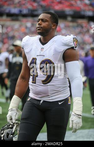 Atlanta Falcons linebacker Brandon Copeland (51) lines up on defense during  an NFL football game against the Carolina Panthers, Sunday, Dec. 12, 2021,  in Charlotte, N.C. (AP Photo/Brian Westerholt Stock Photo - Alamy