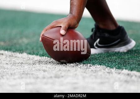 A close up, detail view of a Cincinnati Bengals helmet before an NFL  football game between the New York Jets and the Cincinnati Bengals, Sunday,  Sept. 25, 2022, in East Rutherford, N.J.