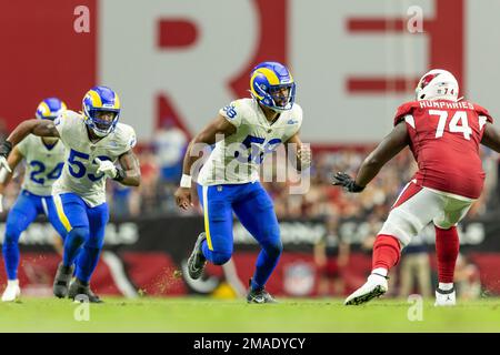 Linebacker (58) Justin Hollins of the Los Angeles Rams against the Dallas  Cowboys in an NFL football game, Sunday, Oct. 9, 2022, in Inglewood, Calif.  Cowboys won 22-10. (AP Photo/Jeff Lewis Stock Photo - Alamy