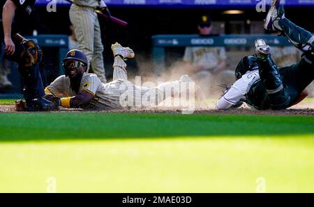 San Diego Padres catcher Austin Nola (26) in the second inning of a  baseball game Wednesday, July 13, 2022, in Denver. (AP Photo/David  Zalubowski Stock Photo - Alamy