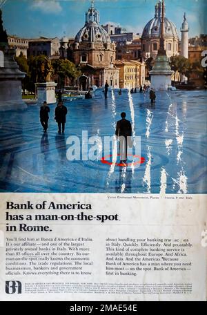 Bank of America BoA advert in a magazine 1970 Stock Photo