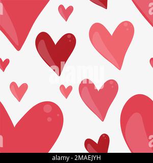 Cute hand drawn hearts seamless pattern, lovely romantic background, great for Valentine's Day, Mother's Day, textiles, wallpapers, banners - vector d Stock Photo