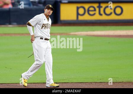 San Diego Padres third basemen Manny Machado (13) takes batting practice  before an MLB regular season game against the Colorado Rockies, Monday,  Augus Stock Photo - Alamy