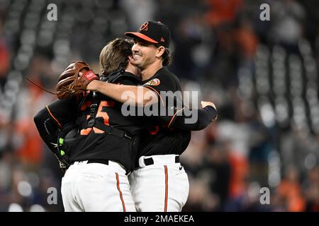 Baltimore Orioles pitcher Dean Kremer (64) during an MLB regular season  game against the Baltimore Orioles, Monday, June 14th, 2021, in Cleveland.  (Brandon Sloter/Image of Sport) Photo via Credit: Newscom/Alamy Live News