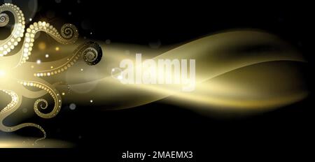 golden abstract background with octopus tentacles Stock Vector