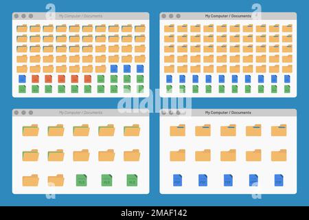 desktop interface window with folder and file format jpg pdf isolated simple ui vector flat illustration Stock Vector