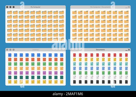 desktop interface window with folder and file format jpg pdf isolated simple ui vector flat illustration Stock Vector