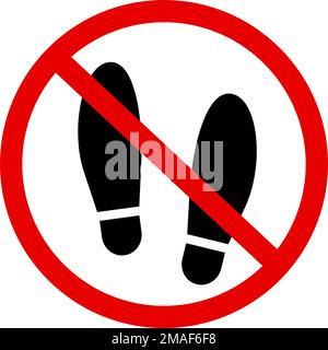 Shoe ban sign. Shoes Prohibited. Editable vector. Stock Vector