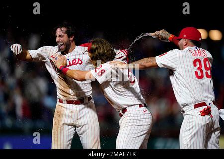 Matt Vierling of the Philadelphia Phillies bats against the Miami