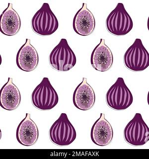 Fig vector seamless pattern on white background. Stock Vector