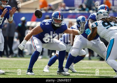 New York Giants guard Mark Glowinski (64) blocks against the Detroit Lions  during an NFL football game Sunday, Nov. 20, 2022, in East Rutherford, N.J.  (AP Photo/Adam Hunger Stock Photo - Alamy