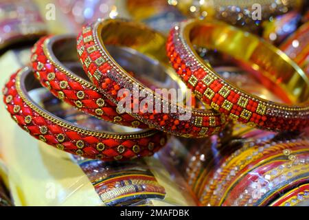 India, West Bengal, Kolkata, Bangles on display in a shop in the Bara Bazar  district Stock Photo - Alamy