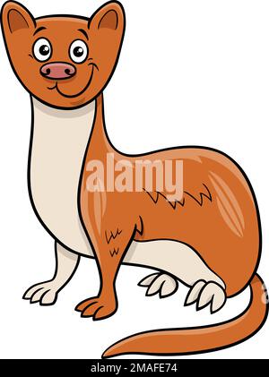 Cartoon illustration of cute weasel comic animal character Stock Vector