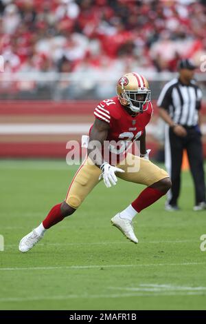 San Francisco 49ers' Tashaun Gipson Sr. takes part during the NFL team's  football training camp in Santa Clara, Calif., Wednesday, July 26, 2023.  (AP Photo/Jeff Chiu Stock Photo - Alamy