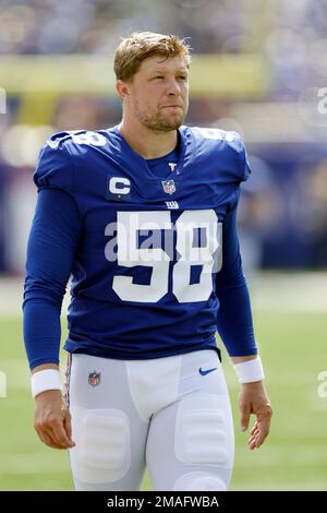 New York Giants long snapper Casey Kreiter (58) looks on during an NFL  football game against the Carolina Panthers on Sunday, Sept. 18, 2022, in  East Rutherford, N.J. (AP Photo/Adam Hunger Stock Photo - Alamy
