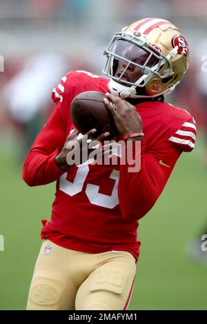 San Francisco 49ers safety Tarvarius Moore, left, and linebacker Azeez  Al-Shaair during an NFL football game against the Los Angeles Chargers in  Santa Clara, Calif., Sunday, Nov. 13, 2022. (AP Photo/Godofredo A.