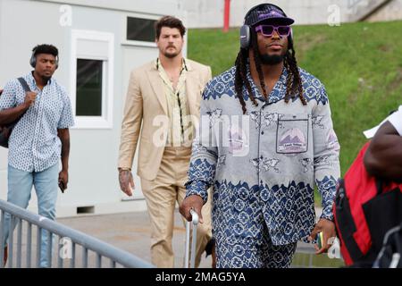 Derrick Henry of the Tennessee Titans arrives at the 8th Annual NFL Honors  at The Fox Theatre on Saturday, Feb. 2, 2019, in Atlanta. (Photo by Paul  Abell/Invision for NFL/AP Images Stock