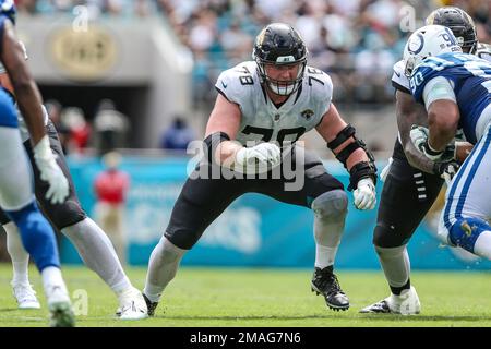 Jacksonville Jaguars offensive tackle Jawaan Taylor (75) runs onto the  field during a NFL football game against the Indianapolis Colts, Sunday,  September 18, 2022 in Jacksonville, Fla. (AP Photo/Alex Menendez Stock  Photo - Alamy