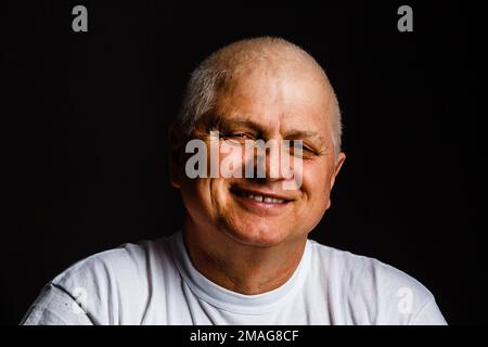 close-up portrait of happy senior man. Stock Photo