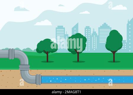 Pipeline for various purposes. City engineering network. Underground part of system. Isolated Illustration vector eps 10 Stock Vector