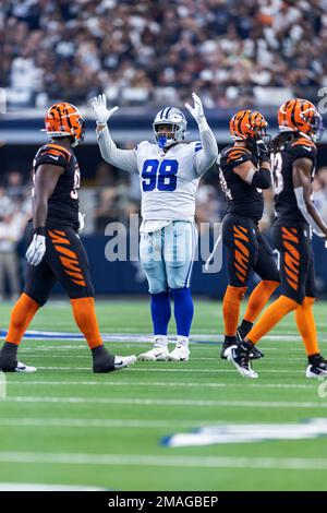 Cincinnati, OH, USA. 13th Dec, 2020. Dallas Cowboys defensive tackle  Neville Gallimore #96 breaks through between Cincinnati Bengals offensive  guard Quinton Spain #67 and Cincinnati Bengals offensive tackle Bobby Hart  #68 during