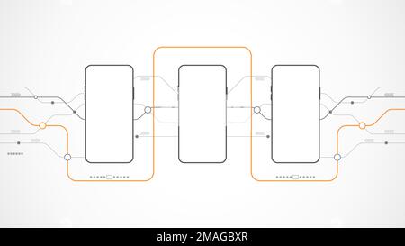 white grey circle technology background abstract. technology with line digital color grey, orange, dot, hi-tech, vector. circle technological for web Stock Vector