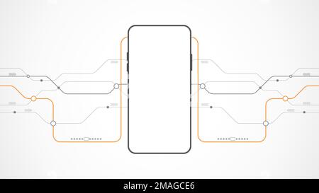 white grey circle technology background abstract. technology with line digital color grey, orange, dot, hi-tech, vector. circle technological for web Stock Vector