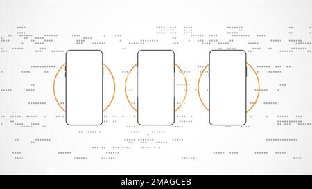 white grey circle technology background abstract. technology with line digital color grey, orange, dot, hi-tech, vector. circle technological for web Stock Vector