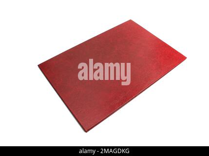 Red hardcover front page of noteboook isolated on white background Stock Photo