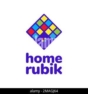 toy game rubik home store market shop smart abstract modern logo design vector icon illustration template Stock Vector