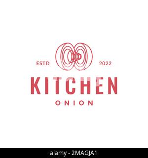 geometric line spice kitchen onions food vegetable logo design vector icon illustration template Stock Vector