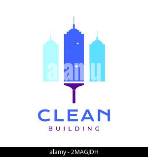 cleaning building city skyscraper colorful abstract modern logo design vector icon illustration template Stock Vector