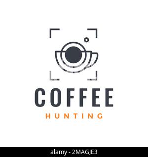 photography drink coffee food shutter camera cup glass geometric product logo design vector icon illustration template Stock Vector