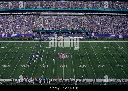 A general overall interior view of MetLife Stadium as the New York Giants  take on the Carolina Panthers during the first half an NFL football game,  Sunday, Sept. 18, 2022, in East