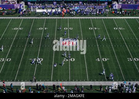 A general overall interior view of MetLife Stadium as the New York Giants  take on the Carolina Panthers during the first half an NFL football game,  Sunday, Sept. 18, 2022, in East