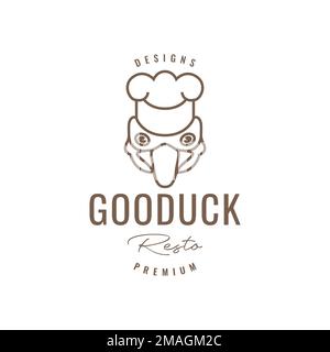 cook duck menu chef food taste recipe spice line hipster logo design vector icon illustration template Stock Vector