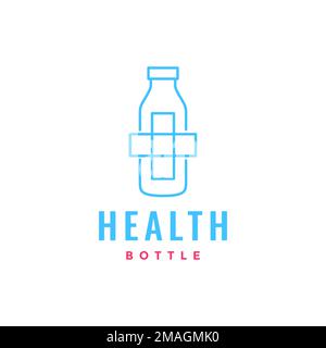 medical cross line health care bottle medicine logo design vector icon illustration template Stock Vector