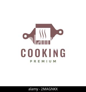 cutting board cooking food modern flavor logo design vector icon illustration template Stock Vector
