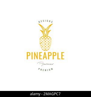 pineapple fresh fruit line hipster colored geometric logo design vector icon illustration template Stock Vector