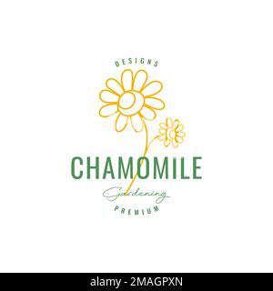 beauty flower chamomile fresh smell colorful  hipster gardening logo design vector icon illustration template Stock Vector