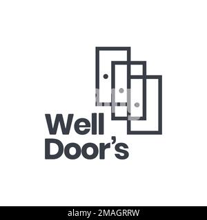 door interior exterior minimalist product future line logo design vector icon illustration template Stock Vector