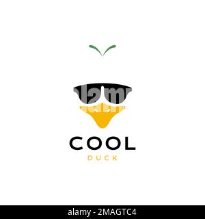 face duck beak with sunglasses cool mascot cartoon logo design vector icon illustration template Stock Vector