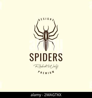 rabid wolf spider tarantula danger insect animal vintage hipster logo design vector icon illustration template Stock Vector
