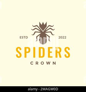 spider tarantula king crown hipster colored logo design vector icon illustration template Stock Vector